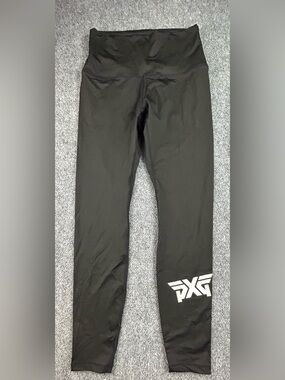 PXG Women’s High Rise Ankle Black Leggings Dual Logo Size M Golf Yoga Athletic